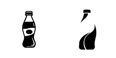 Poster - Distinctive black icons representing beverage bottles in a modern design style for branding or graphic use