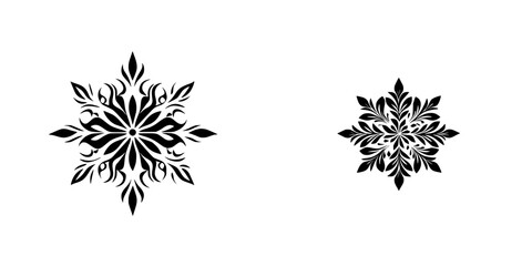 Poster - Decorative black icon featuring intricate floral designs resembling snowflakes on a white background