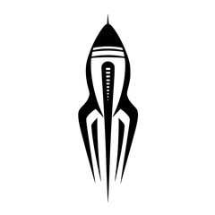 Poster - Creative black icon of a sleek rocket design showcasing a minimalist aesthetic suitable for modern branding or digital projects