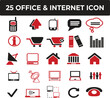 © Hilza - Collection of Twenty-Five Red and Black Office and Internet Icons