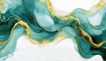 Aufkleber - luxury teal and gold fluid abstract texture for branding, web design, print media, digital background, modern illustration or artistic decor

