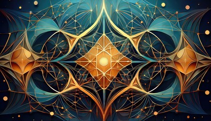 Poster - Intricate Abstract Network Mesmerizing Dance of Lines Shapes in a Vibrant, Dynamic Visual Symphony, Emphasizing Complexity and Mystery.