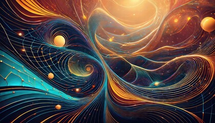 Poster - Intricate Abstract Network A Mesmerizing Dance of Lines and Shapes, Offering a Vibrant and Dynamic Visual Symphony in the Realm of Artistic Abstraction.