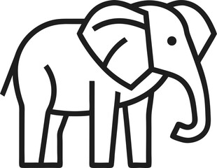Elephant icon line art vector on transparent background