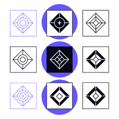 Poster - Editable Modern Logo Grid Template, Minimalist geometric patterns featuring various shapes and designs in grid layout, creating modern aesthetic. Isolate on white background,