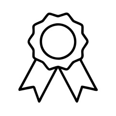 Poster - Outline award ribbon vector graphic, achievement badge, medal icon, prize rosette, winner symbol design