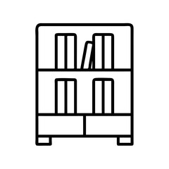 Fototapete - Outline bookshelf cabinet with books vector, furniture storage, home library, interior design icon
