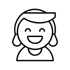 Poster - Illustration of a happy girl face, girl icon, happy icon, avatar, user icon, girl vector, smiling face