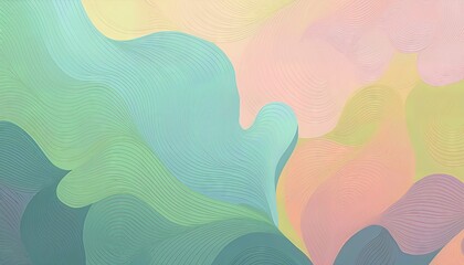 Poster - Pastel Shapes Infusing a Whimsical Vibe into an Abstract Backdrop, Swirling in a Palette of Soft Pastels at Dusk.