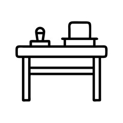 Fototapete - Illustration of office desk with stamp and box for business and workplace design and office work