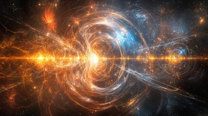 Leinwandbilder - A digital abstract representation of light waves traveling at immense speed through space, with energetic light patterns and motion trails