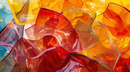 Poster - Layered colored glass creating depth and complexity in an abstract form.