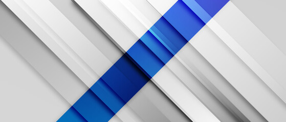Wall Mural - White and blue business presentation abstract background with geometric lines and shapes