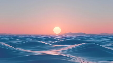 Wall Mural - Sunset over calm ocean waves.