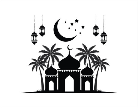 Black Silhouette of Eid al Adha Celebration