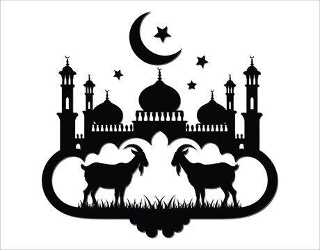 Islamic Festival Silhouette with Mosque Dome