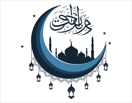 Peaceful Mosque Silhouette with Crescent