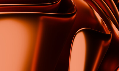 Poster - Luminous Flow: Vibrant Orange-Red Ripples in a Glossy Design