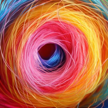 Popping color thread element on a dreamy motion backdrop