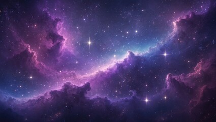 Poster - Colorful nebula surrounding a star field in space with interstellar dust