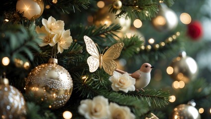 Poster - Spotlight-lit balls as Christmas decorations