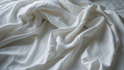Poster - Close-up of bedding featuring white sheets with a space theme
