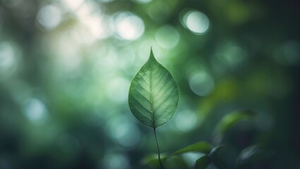 Poster - Blurry green leaf as background for nature-themed design
