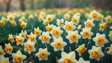 Aufkleber - Vibrant floral landscape filled with numerous flowers