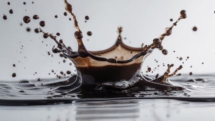 Poster - Abstract black coffee splash on white background