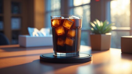 Poster - Office Setting with Cold Brew Iced Coffee on Table