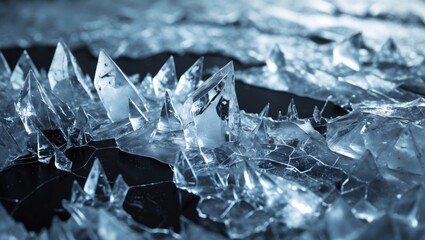 Poster - Black and white cracked ice texture