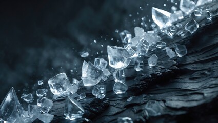 Poster - Crushed ice cubes as background with pieces on surface, top view with copy space