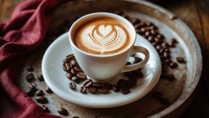 Poster - Heart-shaped latte art in a coffee cup
