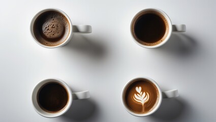 Poster - Collection of diverse coffee cups set against a background, each shot individually