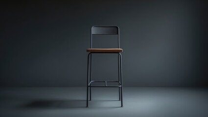 Poster - Dark metal chair against a gray background