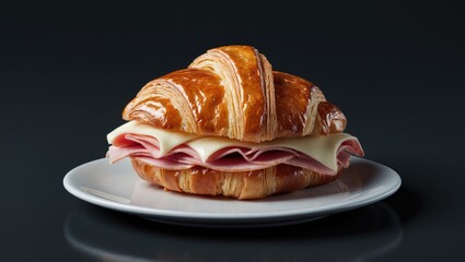 Aufkleber - Ham and cheese croissant breakfast delight