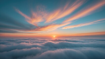 Poster - Vivid sunrise or sunset with dramatic cloudy sky over the horizon, a natural skyscape background