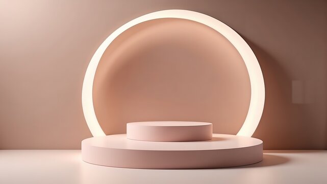 Sleek podium featuring abstract art pieces Display stand for product showcasing Modern stage setting for presentations Pedestal arrangement with a contemporary theme 3D rendering Studio platform