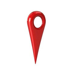Poster - shiny red 3D map pin icon with circular hole at top, symbolizing location or navigation, isolated on transparency background
