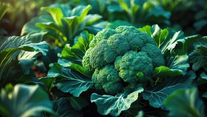 Poster - Close-up of broccoli in cultivation