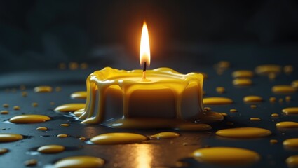 Aufkleber - Close-up of a nearly burned candle with abundant wax on the surface