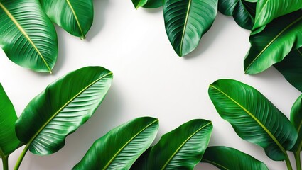 Poster - Summer vibe with tropical leaves and copy space for text