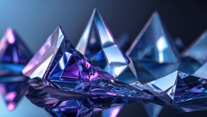 Poster - Close-up of cut crystal glass showcasing abstract decorative background and fragment of glass in ultra macro photography