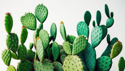 Poster - Collage of vibrant cactus and succulent plants on a white background