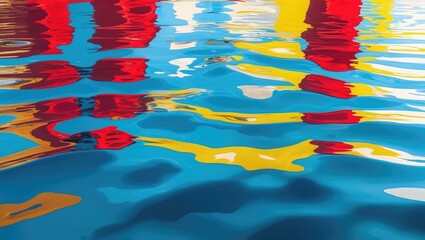 Aufkleber - Abstract water surface with color reflection and textured background