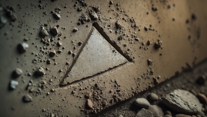 Poster - Close-up of a worn concrete surface showing exposed aggregate stones and rugged textures, emphasizing natural aging and imperfections for an earthy look