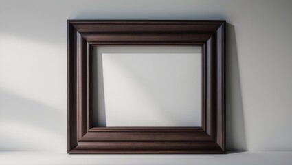 Poster - Dark wooden photo frame with isolated background