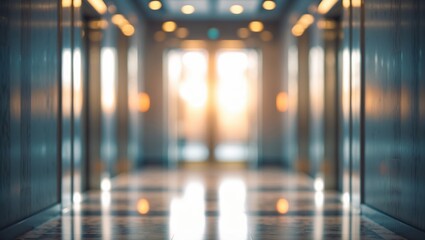 Poster - Contemporary Office Lobby with Elegant Marble Flooring and Bright Natural Illumination