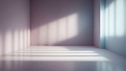 Aufkleber - Minimalist pastel studio background featuring gold and light accents for product display in an empty room with shadows.