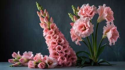 Fototapete - The Pink Gladiolus: A Beautiful Floral Background with Isolated Pink Blooms and Delicate Petals